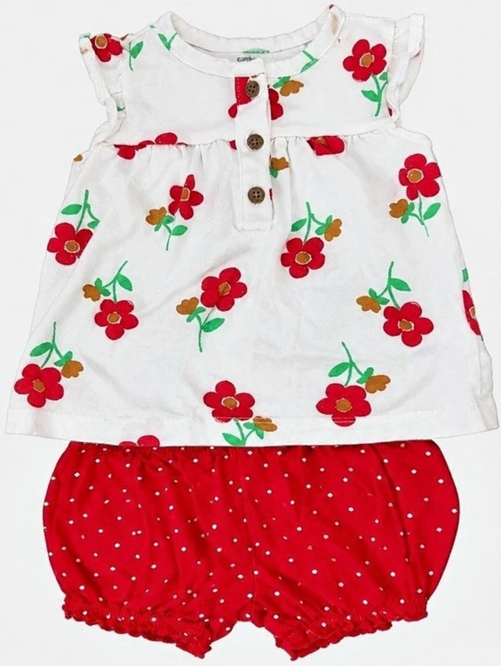 💛⚡️PICK 5/ $20 - Carter’s Baby Girl Floral Top & Polka Dot Bloomer Shorts 12M